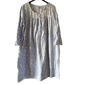 Lanz Of Salzburg White Doves 100% COTTON FLANNEL Long Ballet Nightgown Sz 1X